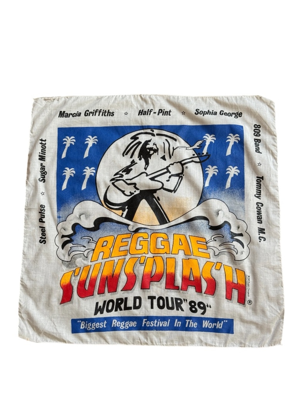 Vintage 1989 Reggae Sunsplash World Tour Bandana / Scarf
